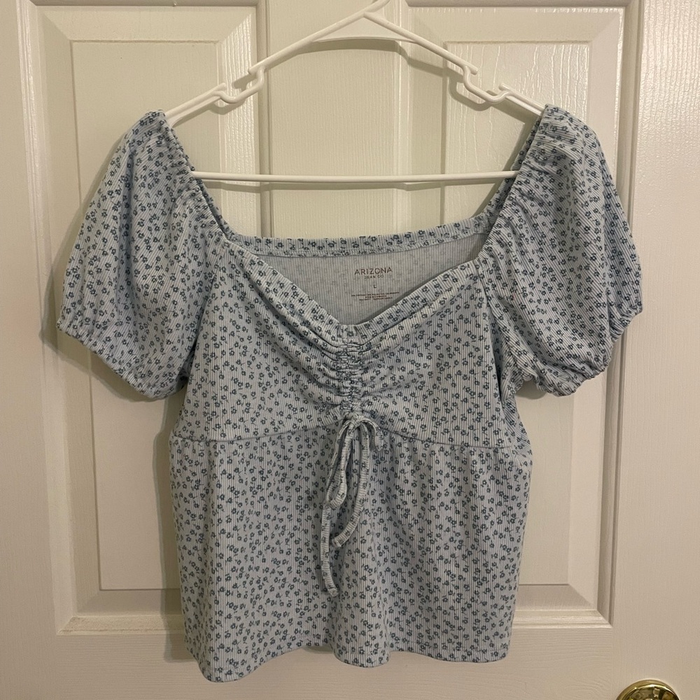 Arizona Jean Company Blue Puff Sleeve Blouse